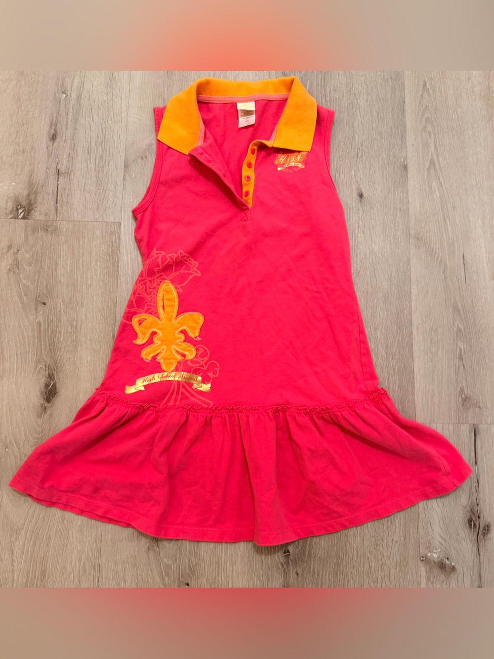 Vintage Disney High School Musical Y2K Polo Dress Pink Orange Girls Size 10/12